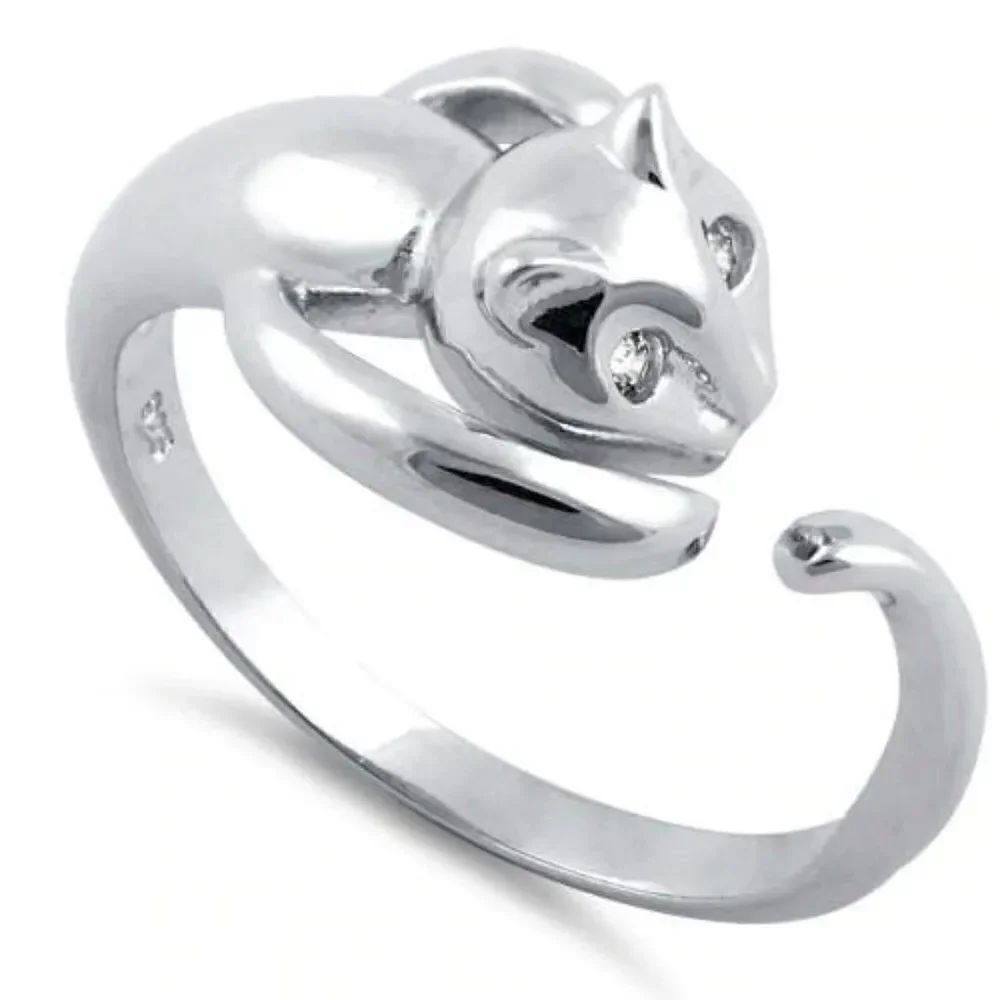 Sterling Silver Open Adjustable Cat Ring Fine Jewelry NEW WITH BOX